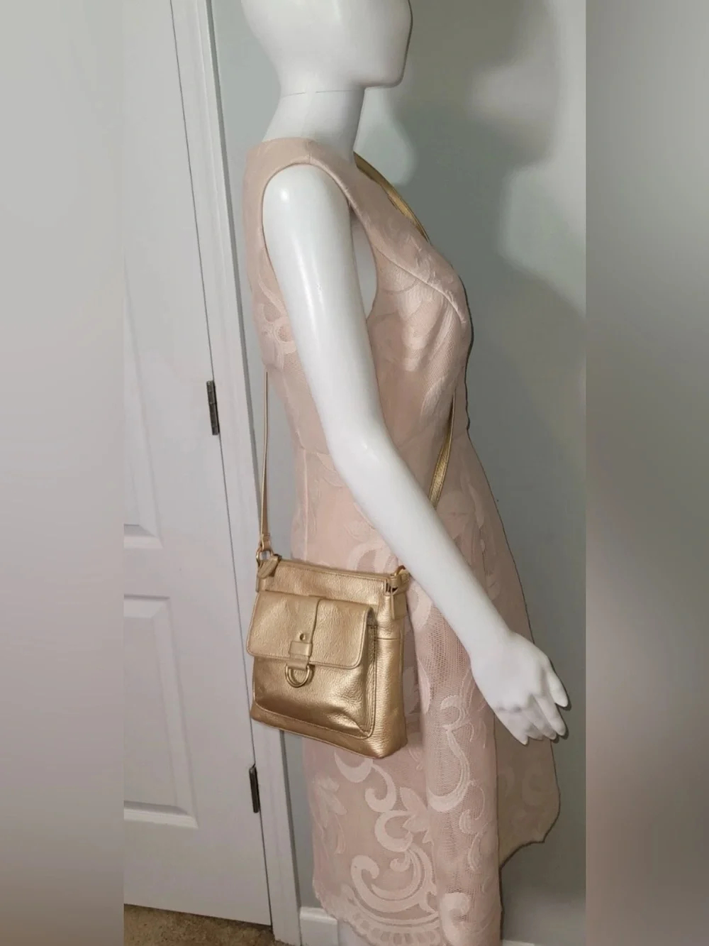 Fossil Metallic Crossbody Bag Bronze Gold Leather Vintage Y2K
